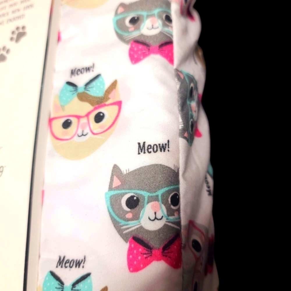 4pc Set Pickle & Dot Cats With Eye Glasses Coquette Bow Twin Bed Sheets NEW - Picture 3 of 5